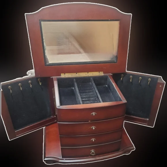 Vintage Bombay Company Mahogany Jewelry Chest - Picture 2 of 7